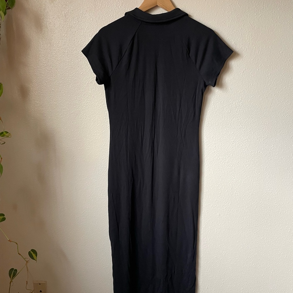 aerie Black Polo Maxi Dress with Side Slit - Picture 5 of 6